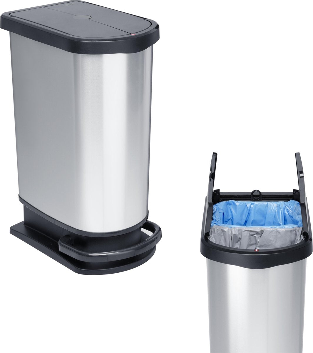 Rotho Rotho Paso Duo Pedal Bin 50L Silber Metallic