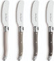 Lou Laguiole – 4-teiliges Buttermesser-Set – in Holzbox – Mischung aus authentischen Farben (Pfeffer, Grau, Perlmutt, Taupe) – 16 cm – spülmaschinenfest – Buttermesser