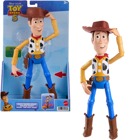 Mattel Disney und Pixar Toy Story 5 große Howdy Partner Woody Figur von 30 cm – bewegliches Spielzeug – kippbarer Hut