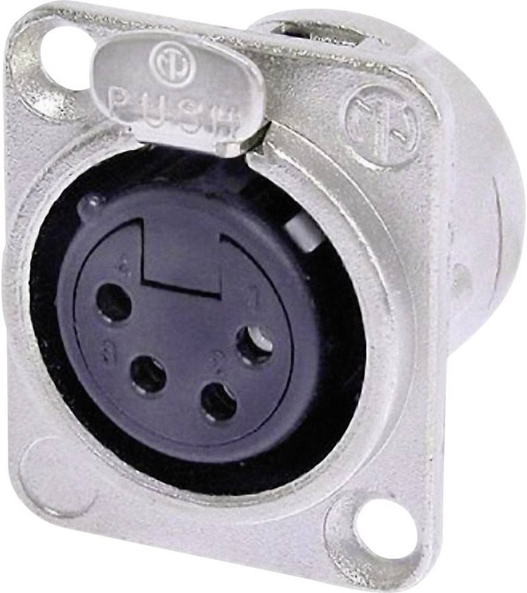 Neutrik NC4FD-L-1 XLR-Steckerflansch, Kontakte gerade Polzahl: 4 Silber 1 Stück(e)