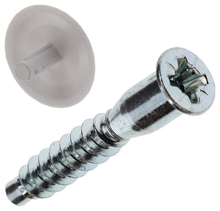 Mack 1013704 - 12 Unita-Schrauben mit Abdeckkappe weiß M 6,3 x 40 mm | 10 Stück