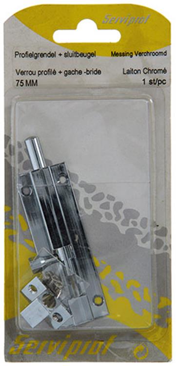 Mack 1013685 – 1 Schieberiegel Messing verchromt A 75 – B 16 mm | 5 Stück