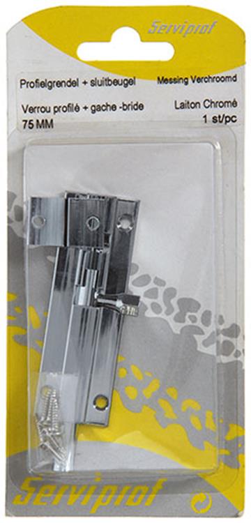 Mack 1013685 – 1 Schieberiegel Messing verchromt A 75 – B 16 mm | 5 Stück