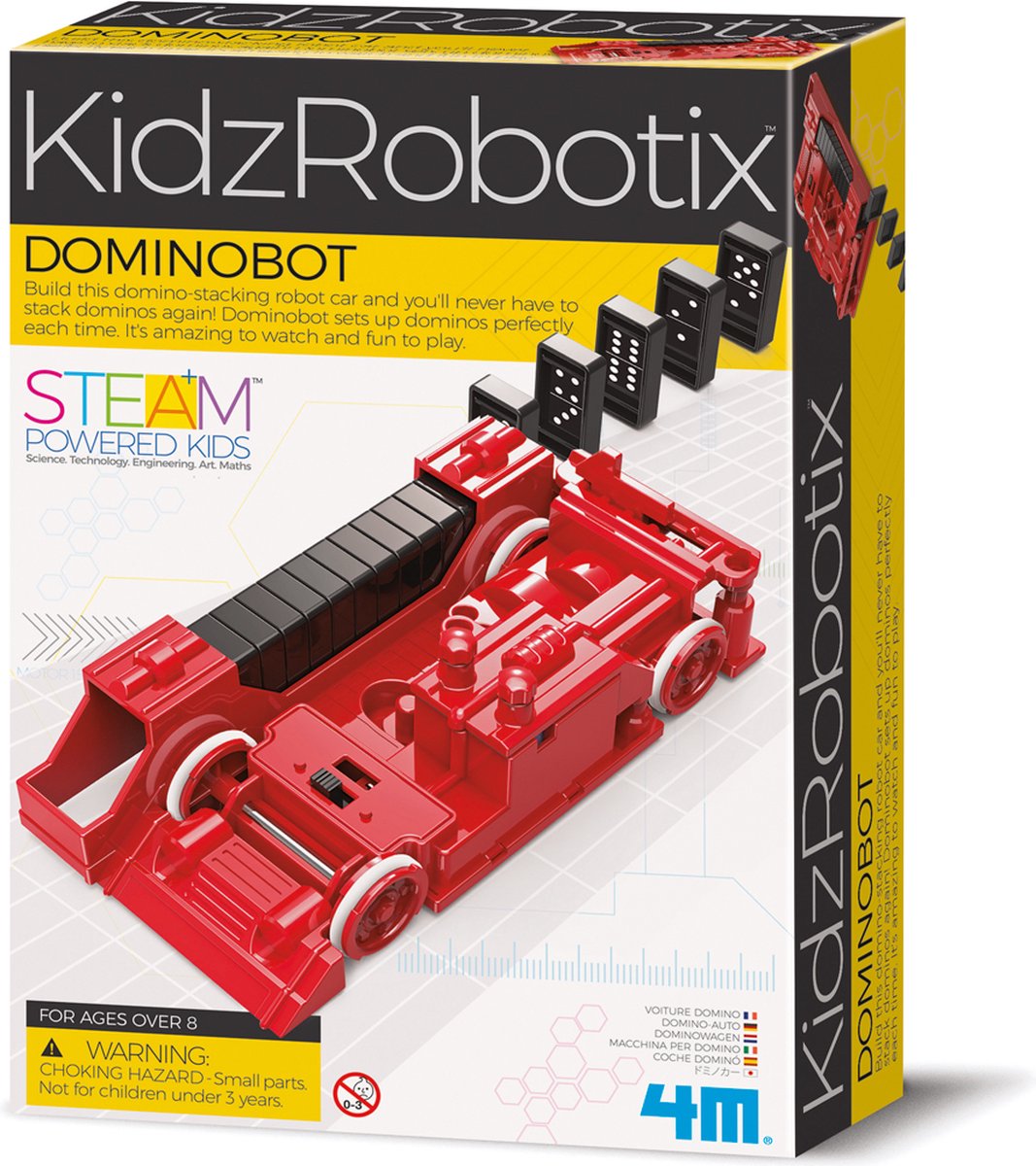 4m Wissenschaft und Spiele – Domino-Bot – inklusive Dominosteine – Bausatz – Kidzrobotix – 8+