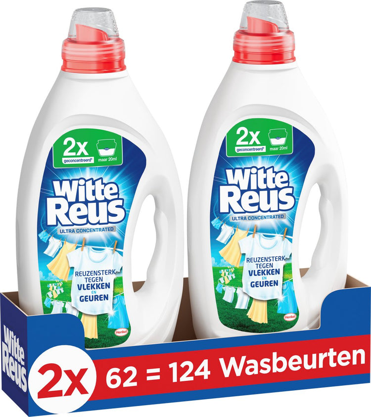 White Giant Ultrakonzentriertes Gel-Waschmittel | 2 x 62 Wäschen | 124 Wäschen | Wertverpackung