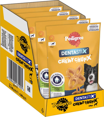 Pedigree Hundesnacks – Dentastix Chewy Chunx – Maxi – Huhn – 5 x 68 g