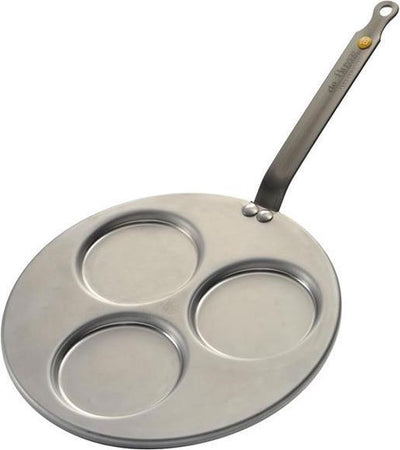Debuyer de Buyer Mineral B Tri-Blinis-Pfanne 27 cm – Pfannkuchenpfanne mit 3 Fächern – Stahlblech – PFAS-frei – für Induktion geeignet