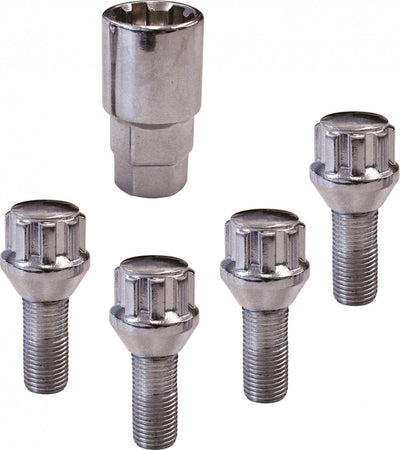Diebstahlsichere Radschrauben von Carpoint – konisch – 4 Stück – M12 x 1,5 x 26 mm – schützt Felgen – stark und sicher
