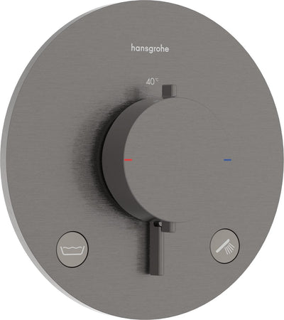 Hansgrohe Ecostat Comfort S – Einbauthermostat – 2 Funktionen – Duschthermostat – Sicherheitskombination EN1717 – Chrom schwarz gebürstet