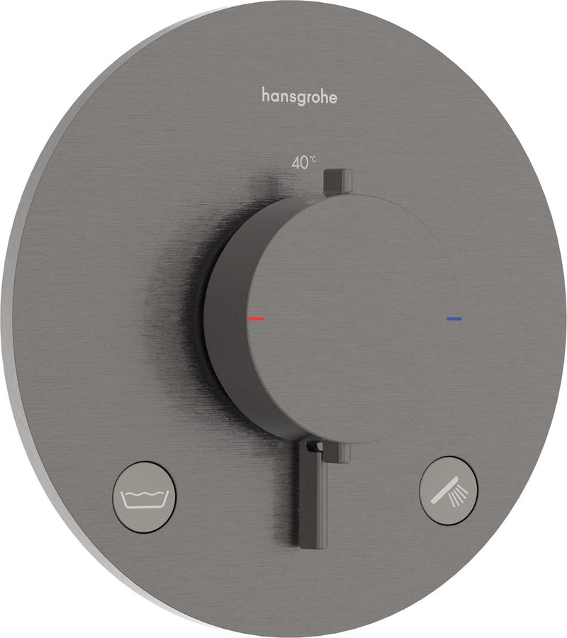 Hansgrohe Ecostat Comfort S – Einbauthermostat – 2 Funktionen – Duschthermostat – Sicherheitskombination EN1717 – Chrom schwarz gebürstet