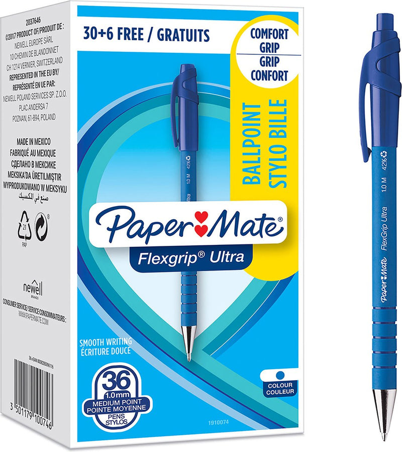 Kugelschreiber Papermate Flexgrip Ultra Medium Blue Packung 36 Stück