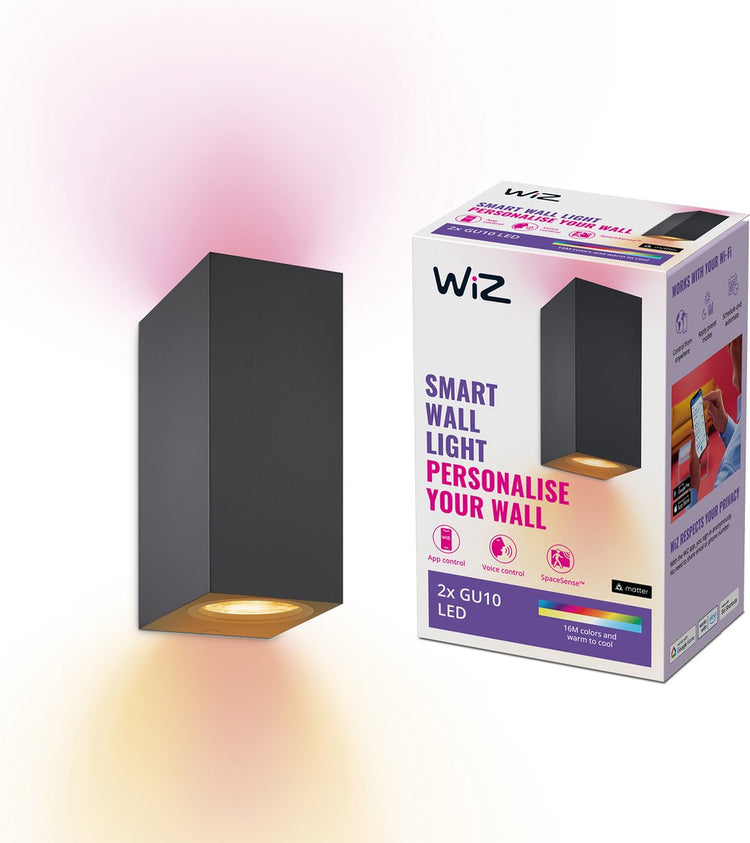 Wiz Up and Down Wandleuchte schwarz 2 Spots – intelligente LED-Beleuchtung – farbiges und weißes Licht – GU10 – 2 x 5 W – WLAN