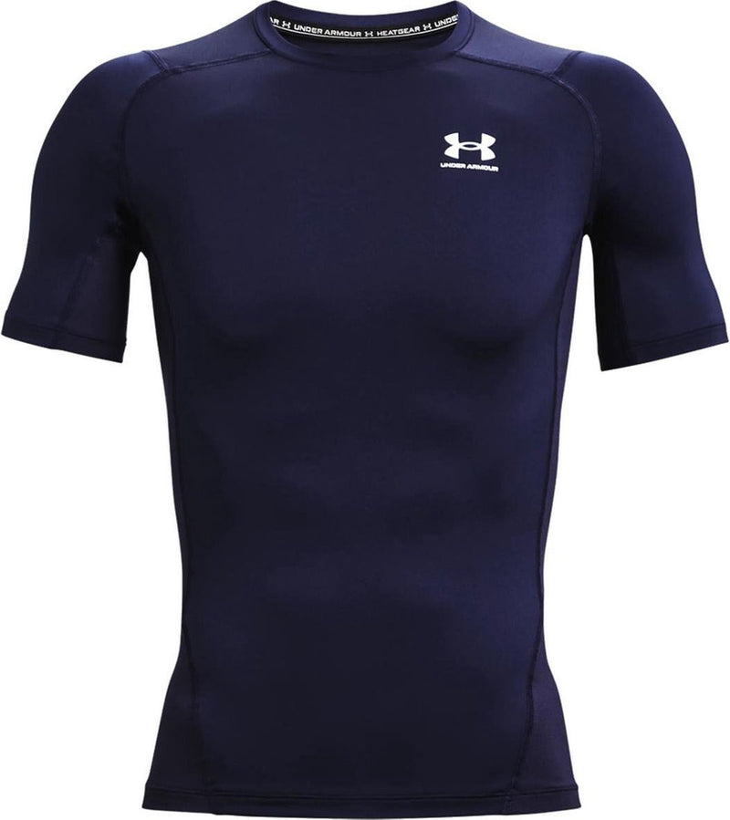 Under Armour UA HG Armour Comp SS-Blu Herren-Sportshirt – Midnight Navy – Weiß