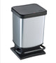 Rotho Paso Treteimer - Abfalleimer 20l - BPA-frei - Silbermetallic