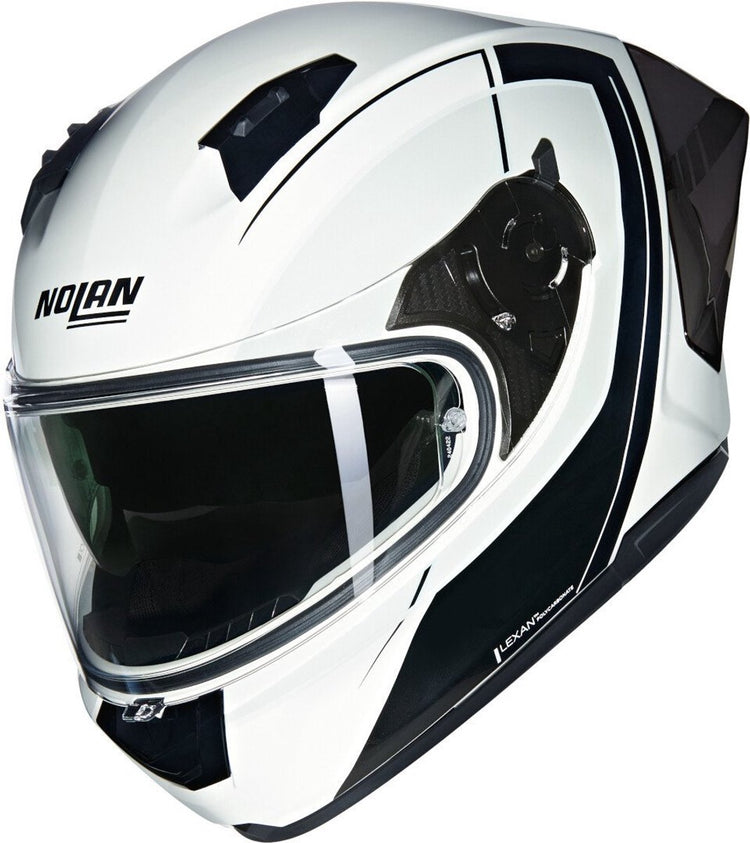 Nolan N60-6 Sport Mesmerico 341 Weiß-Schwarz-Metall-Integralhelm – Größe L – Helm