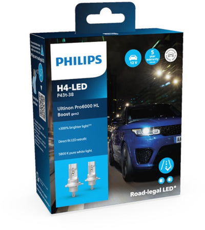 Philips Scheinwerfer Ultinon Pro6000 Booster. Lampenset 12V H4 LED G2 Ultinon Pro6000