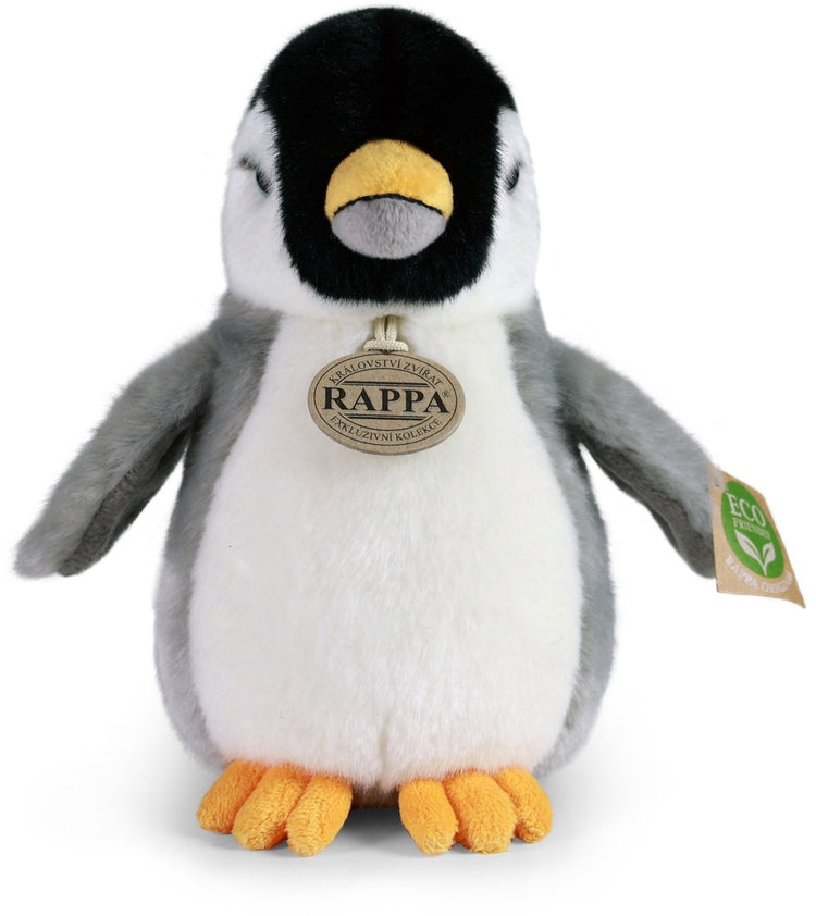 Rappa Öko-Kuscheltier Pinguin 20 cm – realistisches Kuscheltier aus recycelten PET-Flaschen – grau weiß schwarz