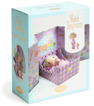 Djeco Tinyly Violet Tinyroom Miniatur-Schlafzimmerspielzeug.