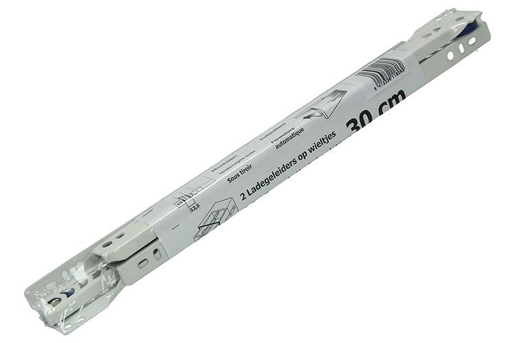 1013687 - Paar rollende Schubladenführungen weiß 25 kg 30 cm | 5 Stück