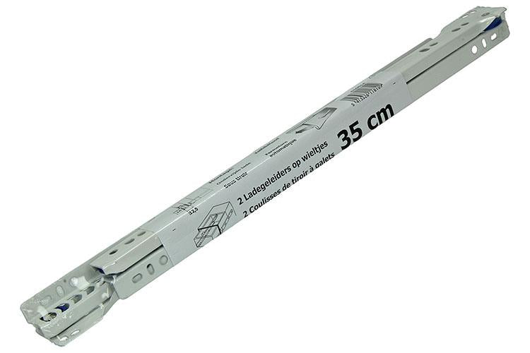 1013688 – Paar rollende Schubladenführungen weiß 25 kg 35 cm | 5 Stück