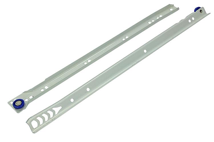 1013689 – Paar rollende Schubladenführungen weiß 25 kg 40 cm | 5 Stück