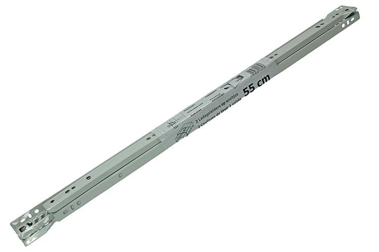 1013692 – Paar rollende Schubladenführungen weiß 25 kg 55 cm | 5 Stück