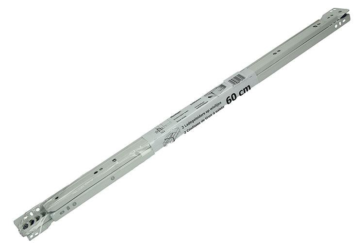 1013693 – Paar rollende Schubladenführungen weiß 25 kg 60 cm | 5 Stück