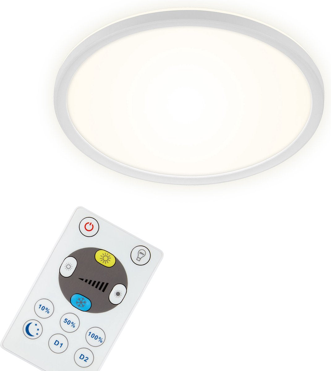 Briloner slim - LED Deckenleuchte - dimmbare Deckenleuchte - mit Hintergrundbeleuchtung - inkl. Fernbedienung - 18 Watt - 2400 Lumen - Weiß