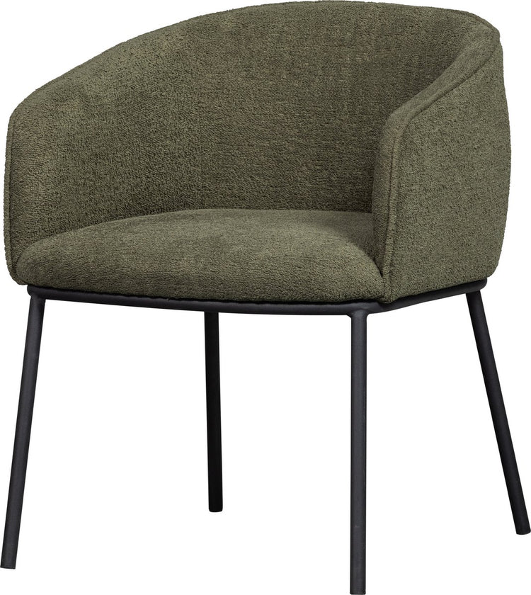 Woood Leon Esszimmerstuhl – Bouclé – Waldgrün – 77 x 61 x 63