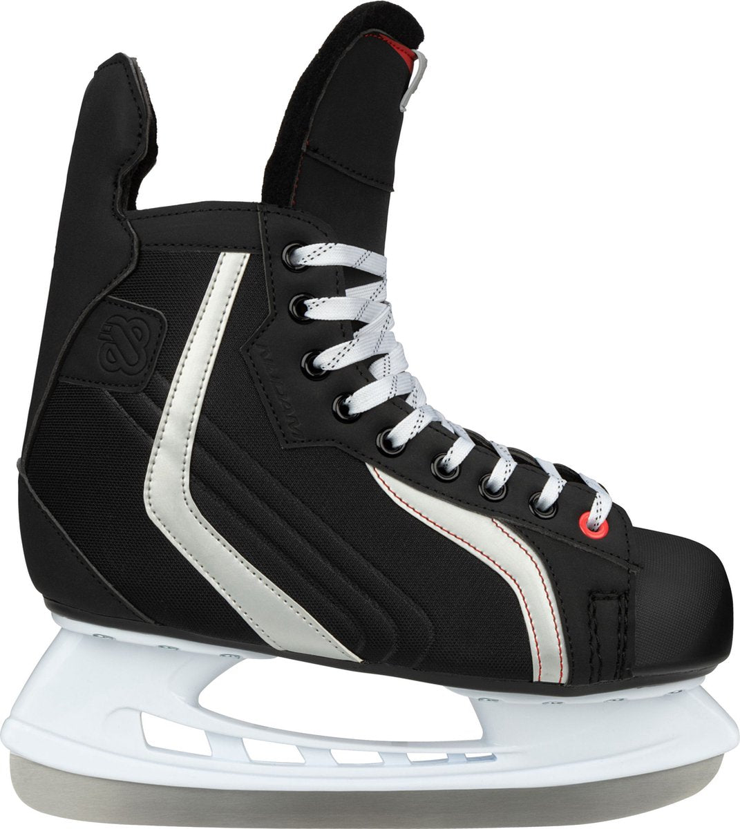 Nijdam Eishockeyschlittschuh – Deluxe – Polyester – Schwarz Silber – Größe 38