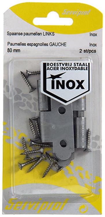 Mack 1013707 - 2 spanische Scharniere links Edelstahl H 80 - B 45 mm | 5 Stück