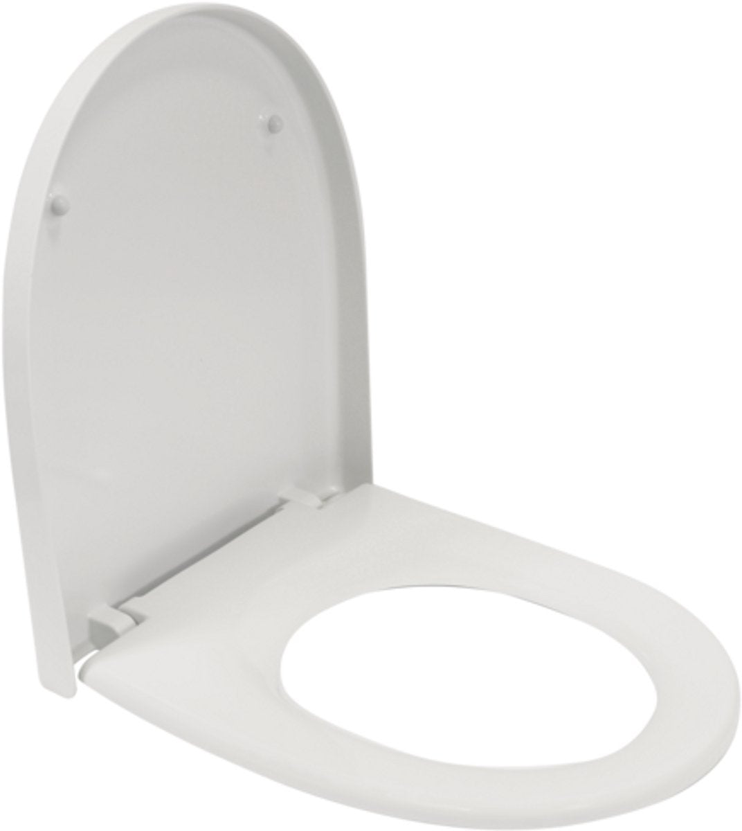 Plieger Kadett 300s WC-Sitz - D-Form WC-Sitz - Duroplast - weiß - mit Deckel - Edelstahlbefestigung - passend für Geberit WC
