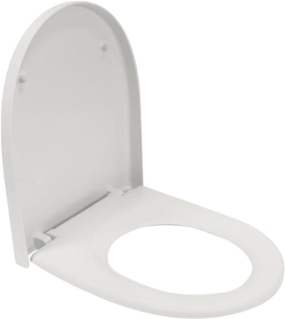 Plieger Kadett 300s WC-Sitz - D-Form WC-Sitz - Duroplast - weiß - mit Deckel - Edelstahlbefestigung - passend für Geberit WC