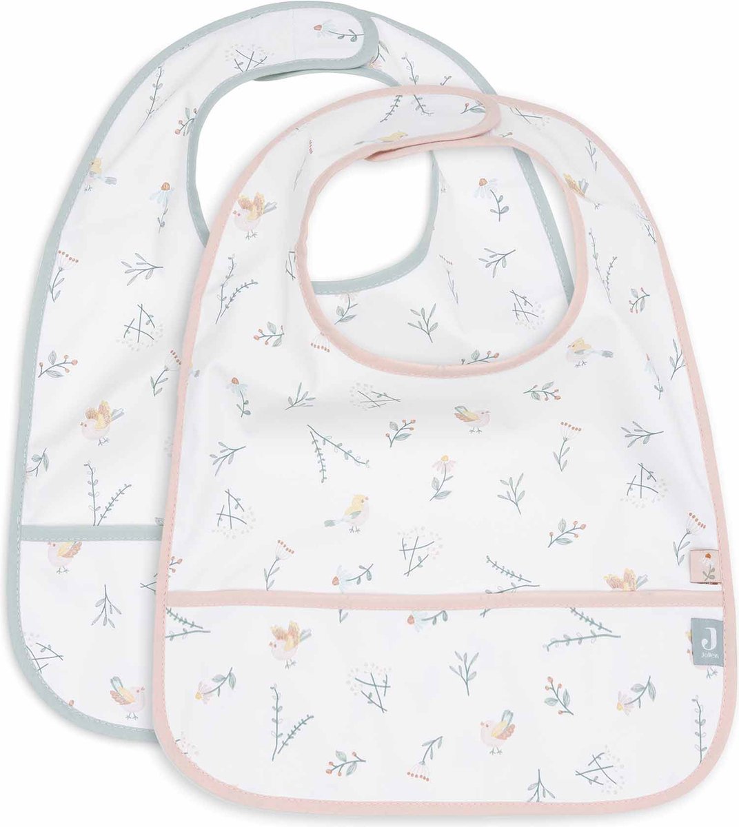 Jollein - Baby-Lätzchen wasserdicht - Lätzchen - schöne Vögel - 2 Stück