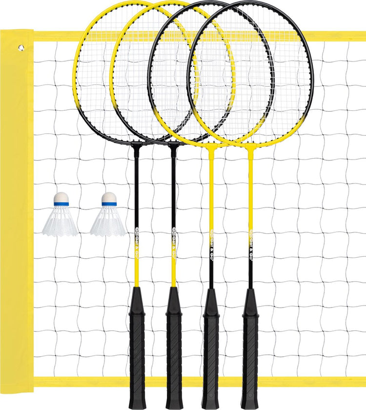 Get Go Badminton-Set – 4 Spieler – Netz ca. 60 x 400 cm – höhenverstellbar
