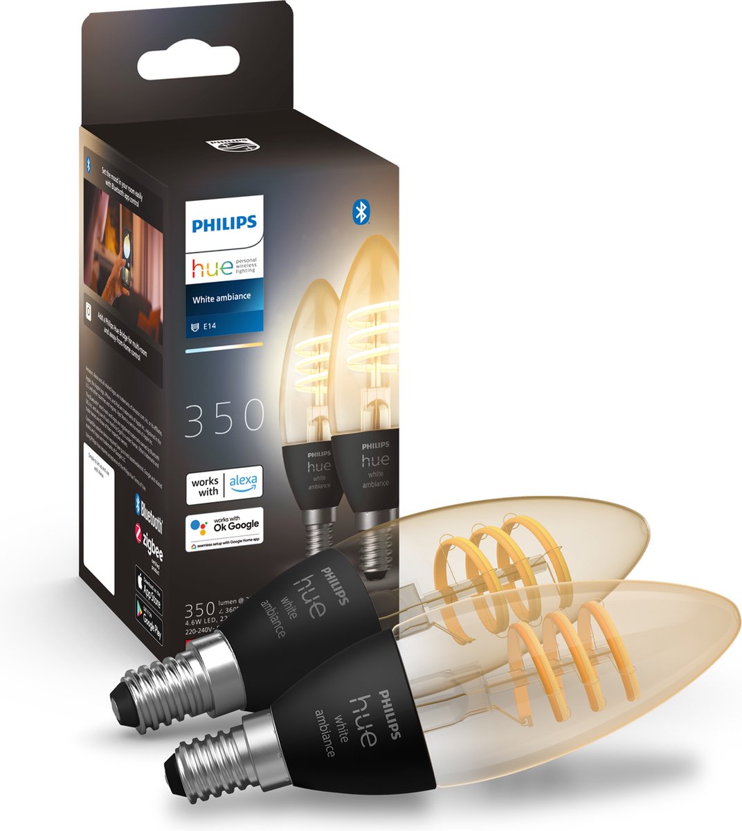 Philips Filament Kerze E14 2-Pack