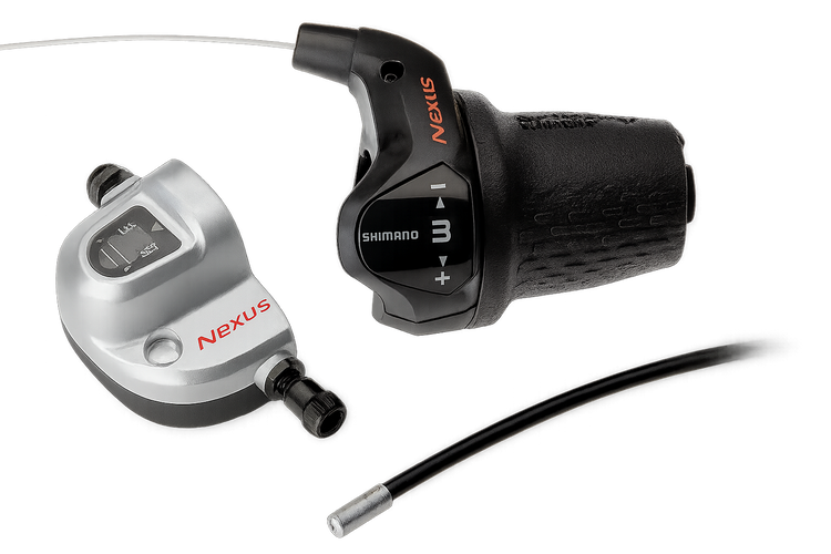 Shimano Drehschalter 3 Gang Nexus SL-3S42E mit Zügen (1850 mm) und Clickbox – schwarz (Werkstattverpackung)