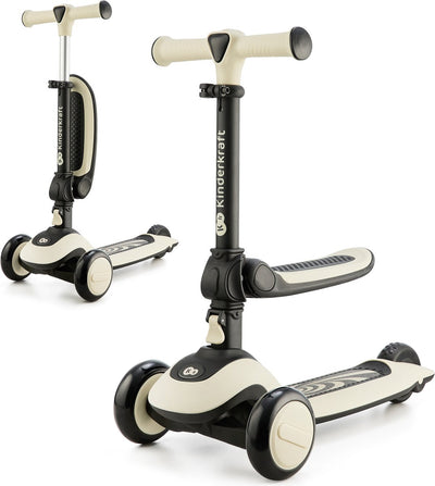 Kinderkraft Halley 2-in-1 Laufrad-Roller – verstellbarer Sattellenker – LED-Räder – für Kinder 1–5 Jahre – weiß