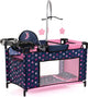 Bayer Design - Puppenbett mit integriertem Hochstuhl, Schrankfach, Mobile, Kissen, Bettdecke, Puppenzubehör in Blau mit Sternen