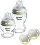 Tommee Tippee Geschenkset mit Glas-Natural-Start-Babyflaschen und Schnullern – ab 0 Monaten
