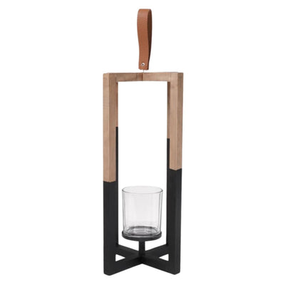 Senza Kerzenständer Holz schwarz natur 40cm
