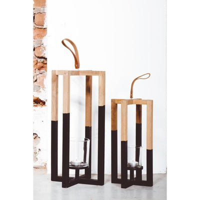 Senza Kerzenständer Holz schwarz natur 40cm