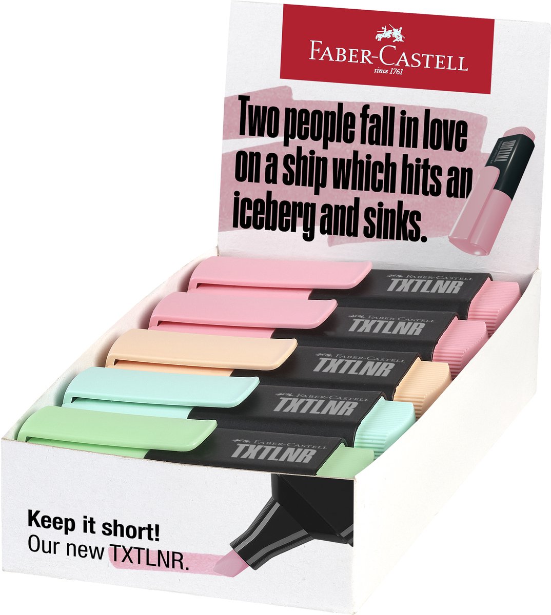 Faber-Castell Textmarker TXTLNR – Mini – 10 Stück – verschiedene Pastellfarben – Textmarker – FC-154211