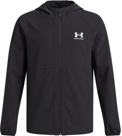 Under Armour UA Vibe Woven Windbreaker-BLK Jungen Sportjacke – Schwarz – Weiß