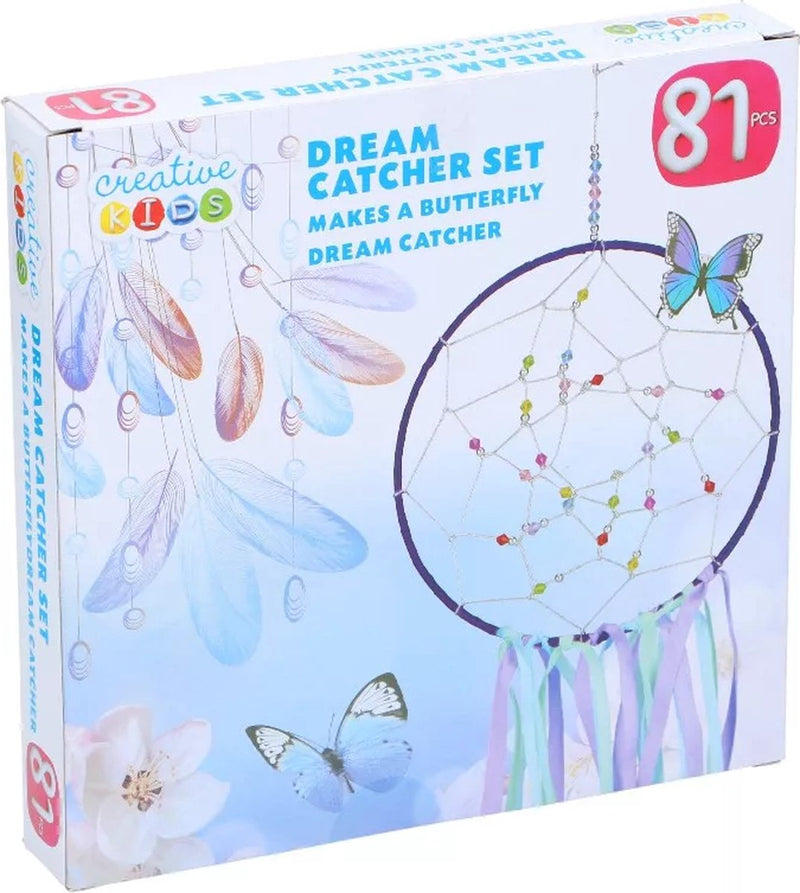 Kreatives Kinder-Traumfänger-Bastelset 81-teilig – Traumfänger-DIY-Set mit Perlen, Federn und Band – Bastelpaket für Kinder