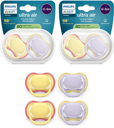 Philips Avent Ultra Air – atmungsaktiver und leichter Schnuller (0–6 Monate) – 4 Stück – scf087 20