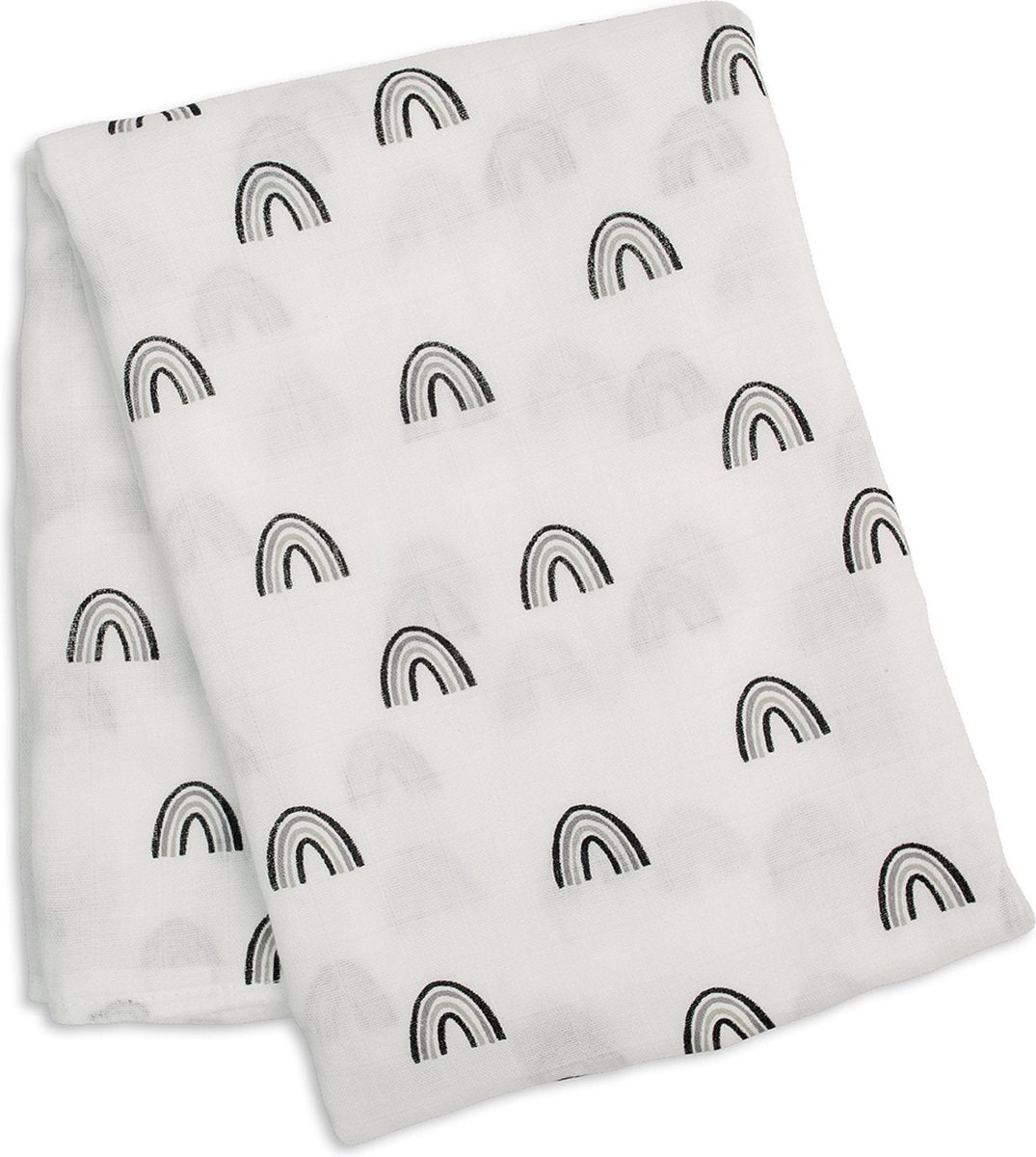 Lulujo – hydrophiles Tuch – Wickeltuch – Bambus – 120 x 120 cm – schwarzer Regenbogen