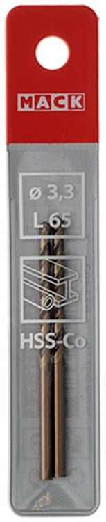 Mack 1018197 - Metallbohrer HSS CO5% DIN 338 ø 3,3 x 65 mm 2 Stück | 5 Stück