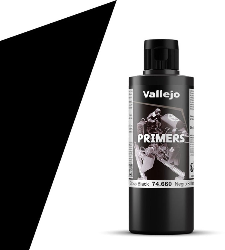 Vallejo Hobby Paint Acrylfarbe – 74660 glänzend schwarz – Grundierung – Acrylfarbe Flasche – 200 ml