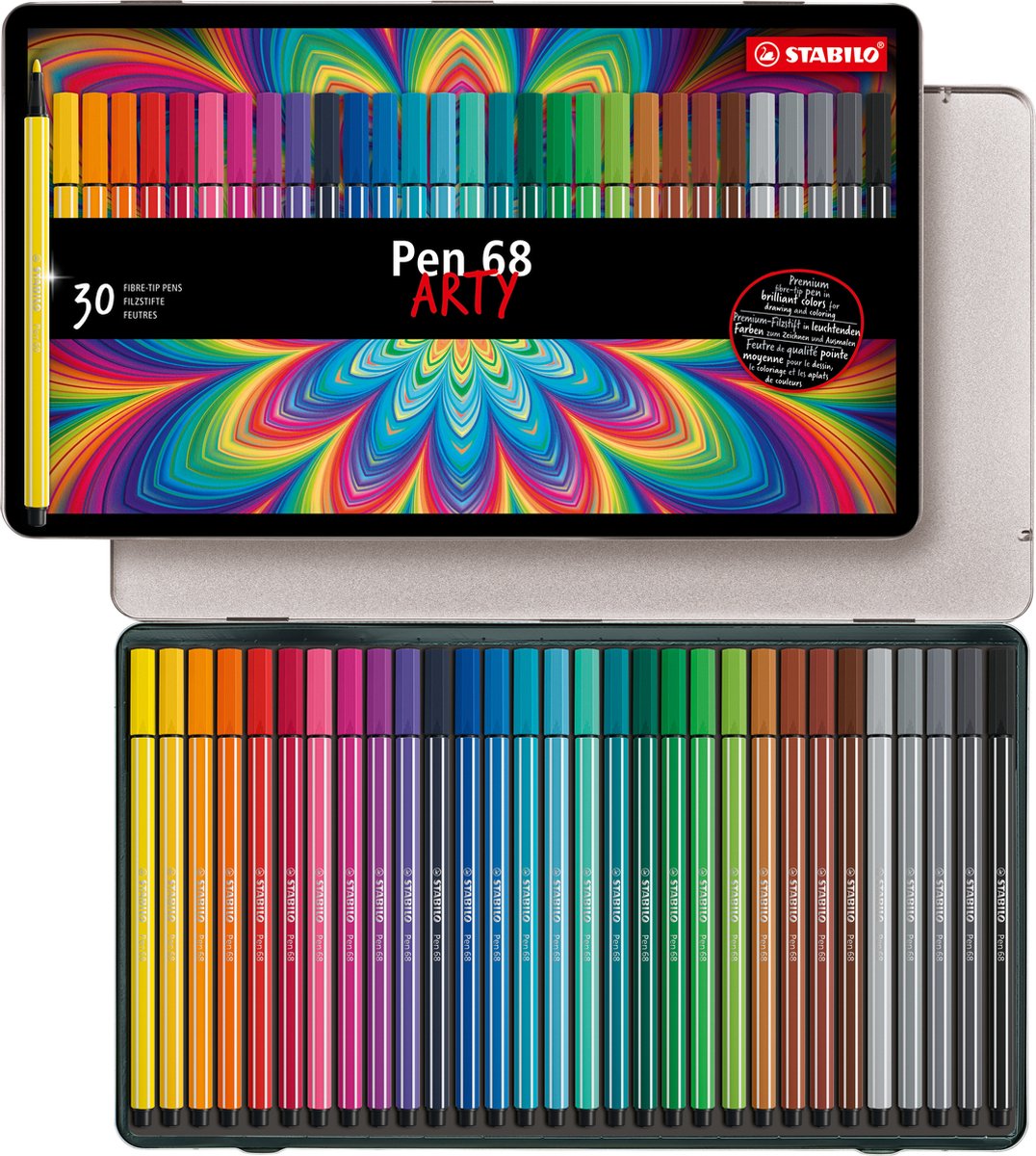 Stabilo Pen 68 in Metal Box, 30 kl.